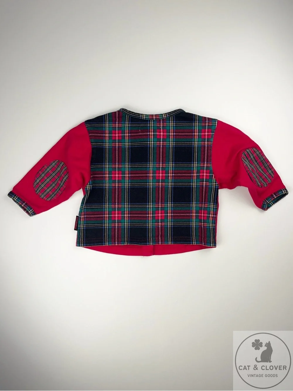 Gymboree 1996 Holiday Plaid Rainbow Tag Red Cardigan Jacket XS
